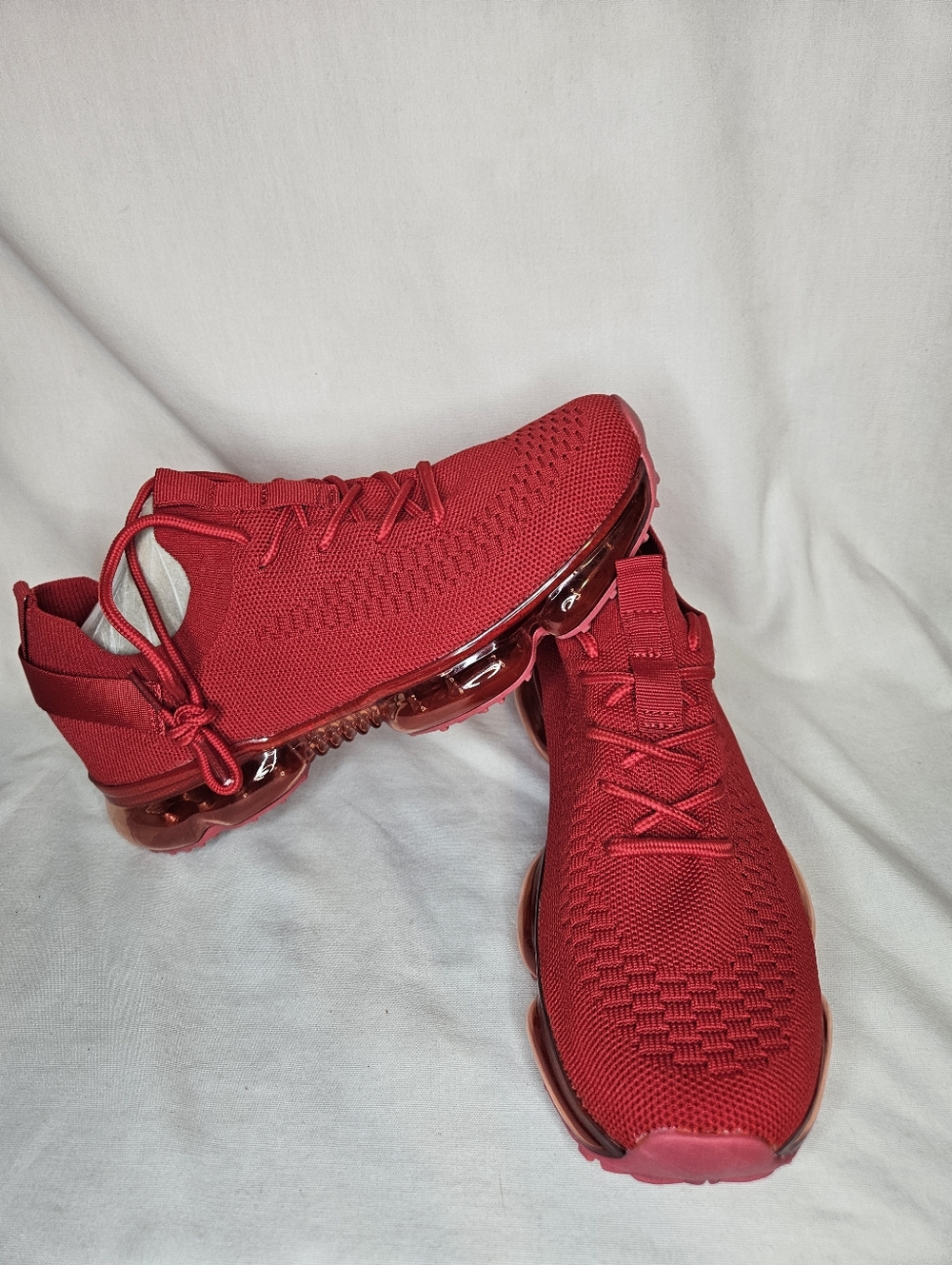 La Sheelah Red Knit Athletic Bubble Air Sneakers Cherry True Red NWT